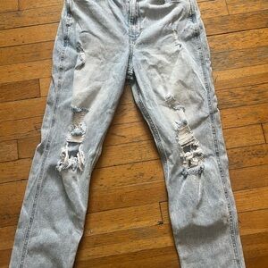 Hollister High Rise Distressed Jeans - Light Blue